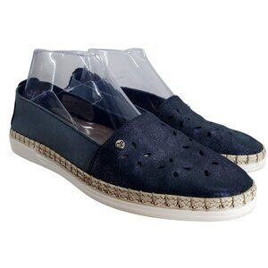 Fly Flot Blue Slip On Leather Metallic Espadrille Loafers Size 39 US 9 Shoes